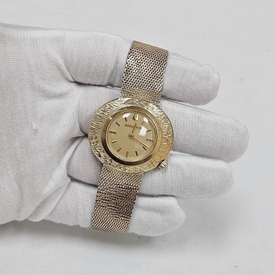 1972 Винтажный BULOVA ACCUTRON наручные часы 10k золото заполненное тюнинг вилка 2183 США  - Изображение 2 из 4