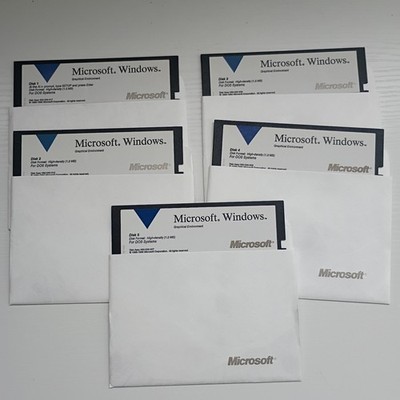 Microsoft Windows Graphical Environment Software DOS 5.25 Floppy Disks Vintage