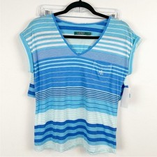 Lauren Ralph Lauren Pajama Set Size X-Small Blue Stripe Nautical 100 Cotton