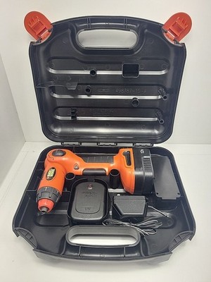 Black & Decker Swivel Drill/Driver XD1200 w/ Charger Battery & Case Tested GOOD