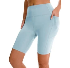 APEXUP Workout Shorts, 8" Biker Shorts Women High Waist XL Spun Sugar Pack Of 2