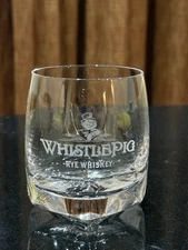 Whistle Pig Rye Whiskey Diamond Shaped Base Rock Lowball Glass Rye Etched