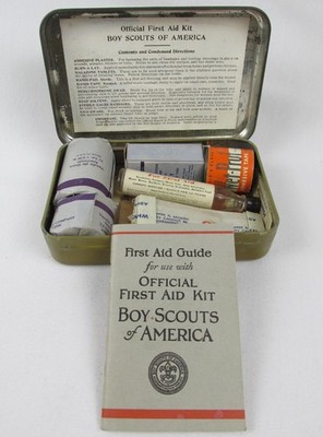 Vintage 1932 Official Boy Scout First Aid Kit With The Original Product Inside!!