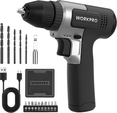 WORKPRO 8V Akku Bohr-Schrauber Set, Akku-Schrauber, 2000 mAh, Bohr-Maschine, LED