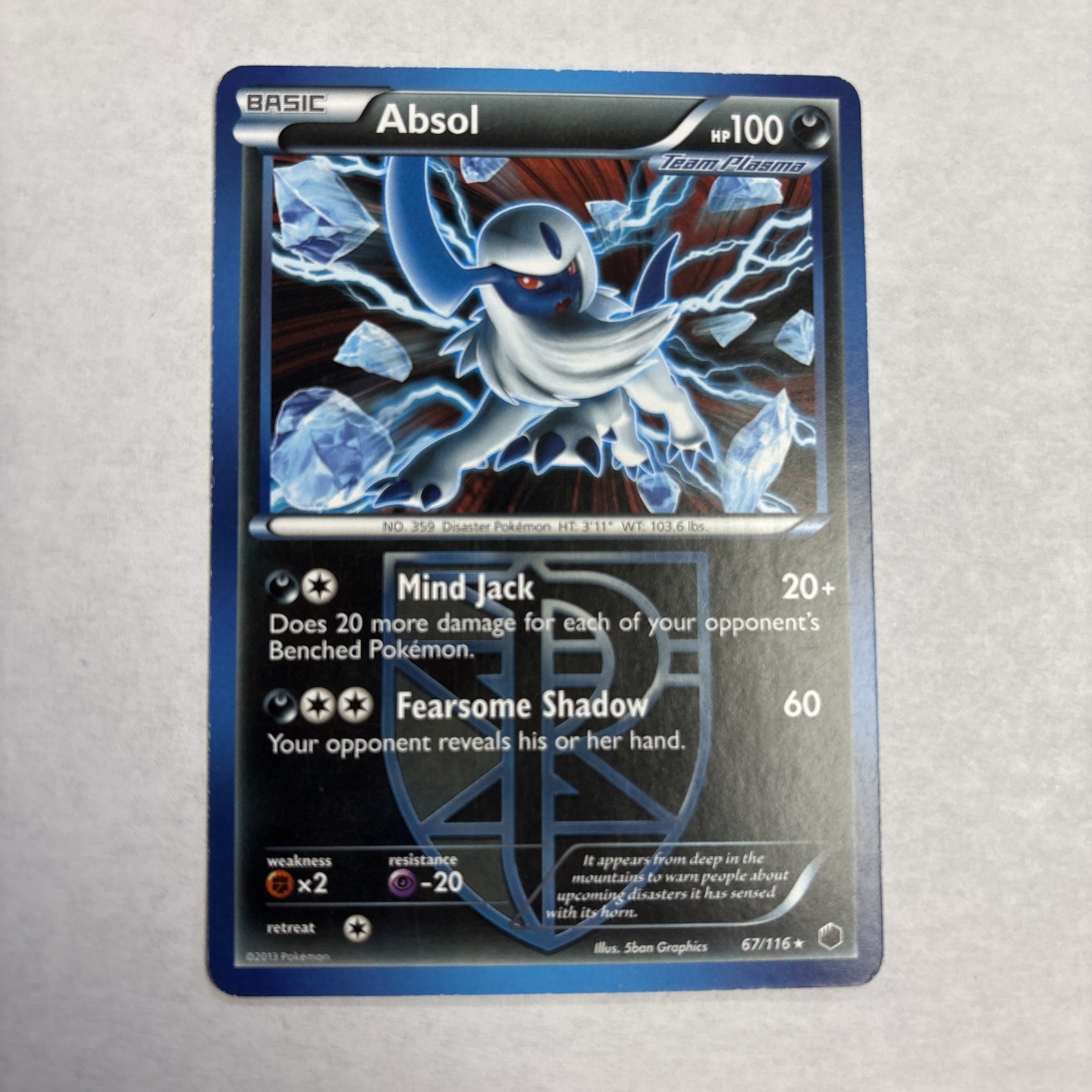 Pokemon Card Tcg Absol 67/116 Plasma Freeze Card Non Holo