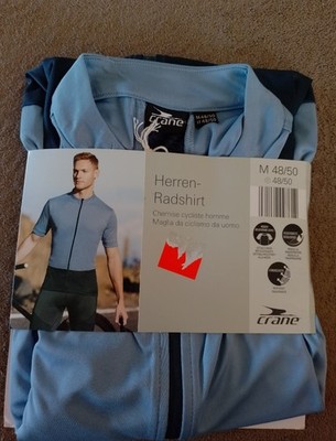 Crane Herren Radtrikot Kurzarm mit Reißverschluss Blau Größe M 48/50
