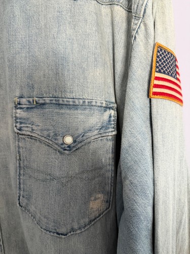 Ralph Lauren Polo Flag Light Denim Goods Western Shirt 4XLT NWT - Picture 5 of 9