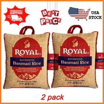 2 pack Authentic Royal Naturally Aged Indian White Basmati Rice Long-Grain 20 lb
