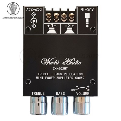502MT 50Wx2 Bluetooth Audio Amplifier Module with Tone Control 2-Channel Stereo