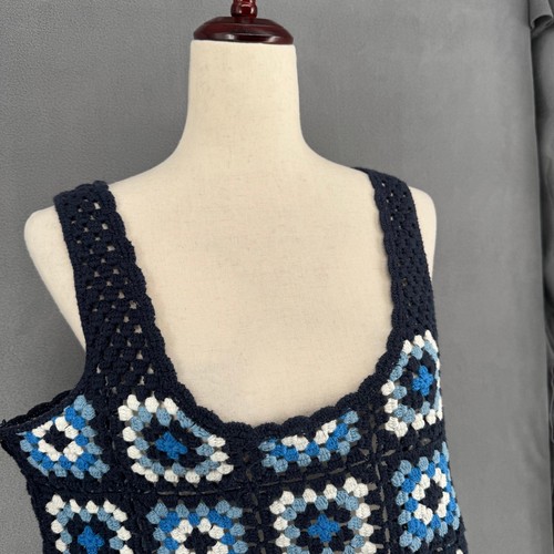 Sincerely Jules Granny Square Häkel Tank Damen L blau Festival Boho Loose Fit - Bild 5 von 12