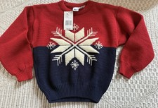 NEW NWT UR IT Boys Size 7 Vintage Holiday Christmas Snowflake Sweater Red