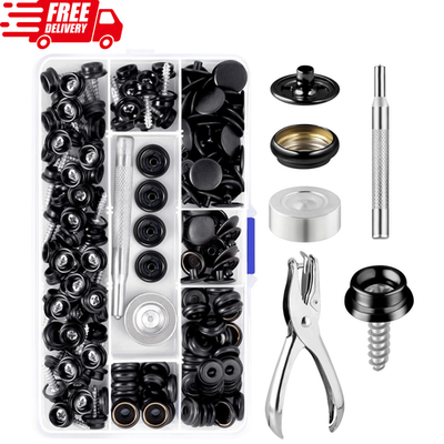 #ad 150pc Fastener Button Snap Press Stud Kit Stainless Steel Marine Boat Canvas Set $25.99