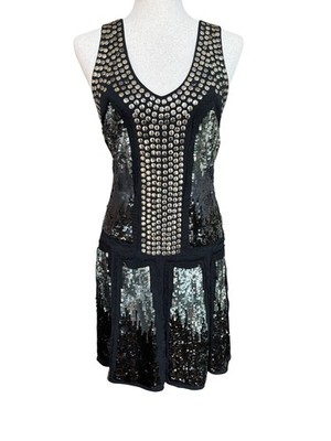 black dress photoshoot Faux Leather Stud Seam Dress – bebe main image 0