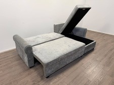 Addie Grey Velvet Reversible Corner Sofa Bed with Double Bed