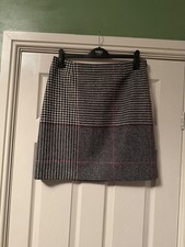 Hobbs Skirt Size 14 Wool Short Check Lined Woven Preppy Tweed Smart Office