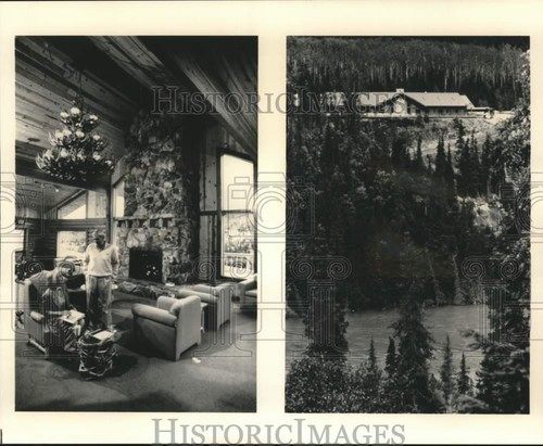 1991 Press Photo Views of lobby & exterior at Kenai Princess Lodge in Alaska - Picture 1 of 2