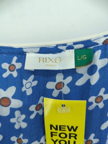 RIXO Women's Maxi Dress L Blue Cotton with Viscose Maxi - Picture 5 of 5