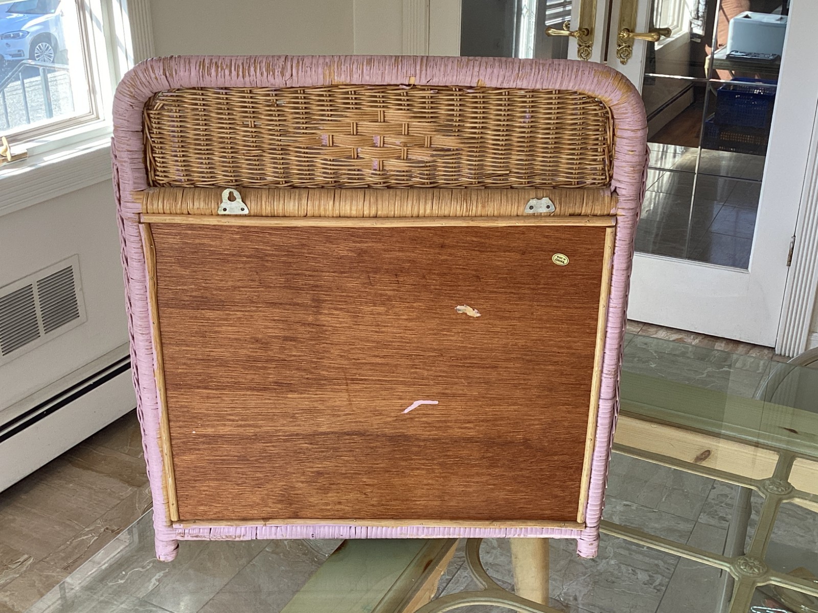 Mid Century Antique Vintage Purple Hanging / Countertop Kitchen Cabinet