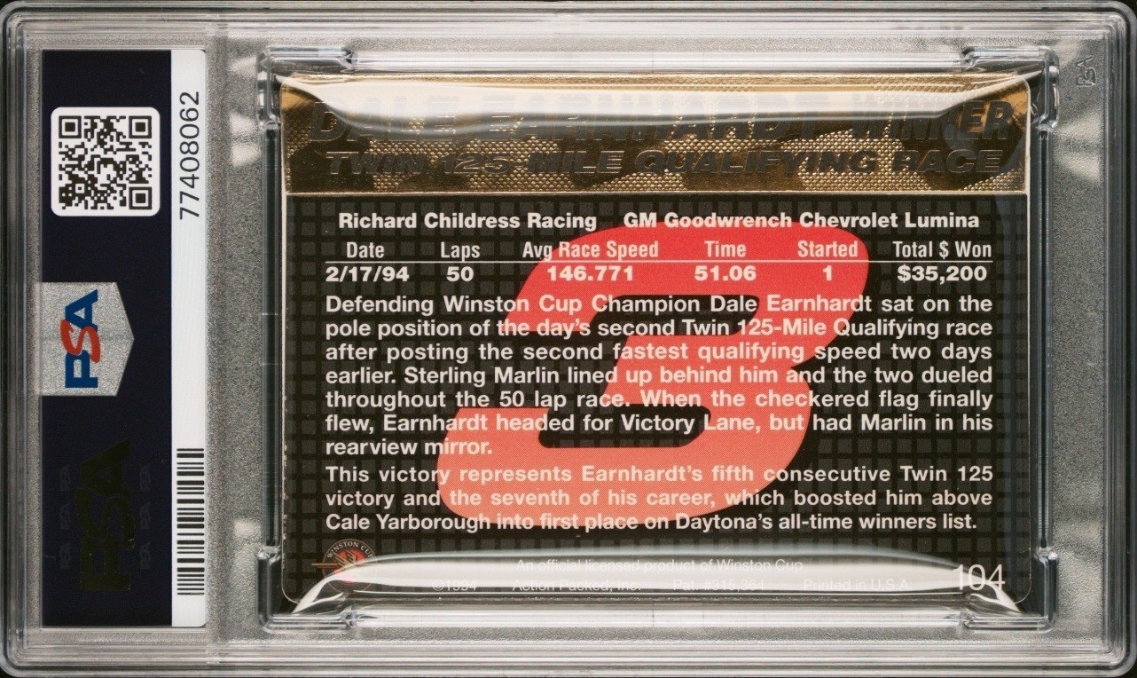 🏁 Dale EARNHARDT *Daytona Review* PSA 9 Mint 1994 Action Packed #104 POP 13 🔥 view 2