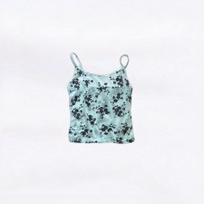 Y2K Light Blue Pastel Sheer Black Floral Sleeveless Lightweight Cami Top