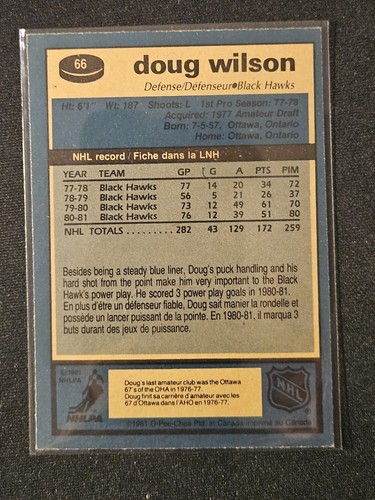 81-82 O-Pee-Chee Doug Wilson 🚨🚨🚨 Chicago Blackhawks - Picture 4 of 4