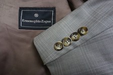 Ermenegildo Zegna Brown Gray Plaid S100s Wool Sport Coat Jacket Sz 44R