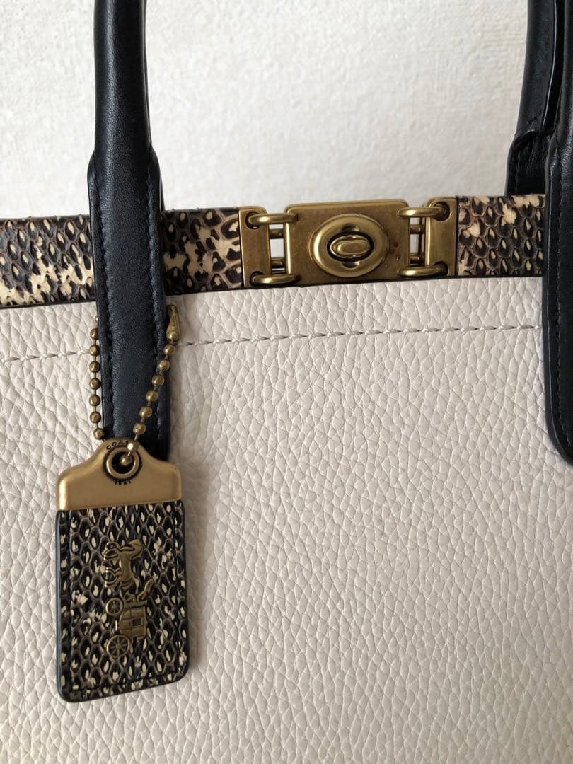 Coach Leather Shoulder Bag Python Pattern Suede W… - image 2