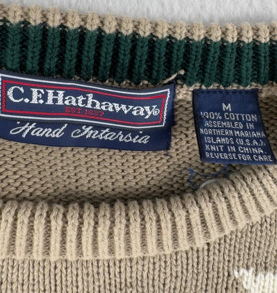 Suéter De Colección CF Hathaway Mano Intarsia Golf Gráfico Años 90 Talla M Foto 2 de 4
