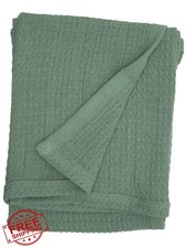 Lila and Jack Waffle Baby Blanket Green