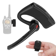 Bluetooth Wireless Two Way Radio Walkie Talkie Headset Earpiece with Finger P...