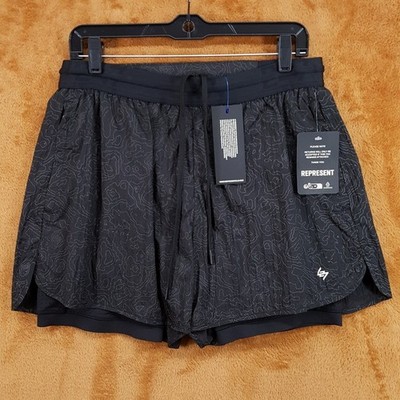 REPRESENT Shorts Mens Small Black Lined 247 Contour 2 in 1 Run Shorts
