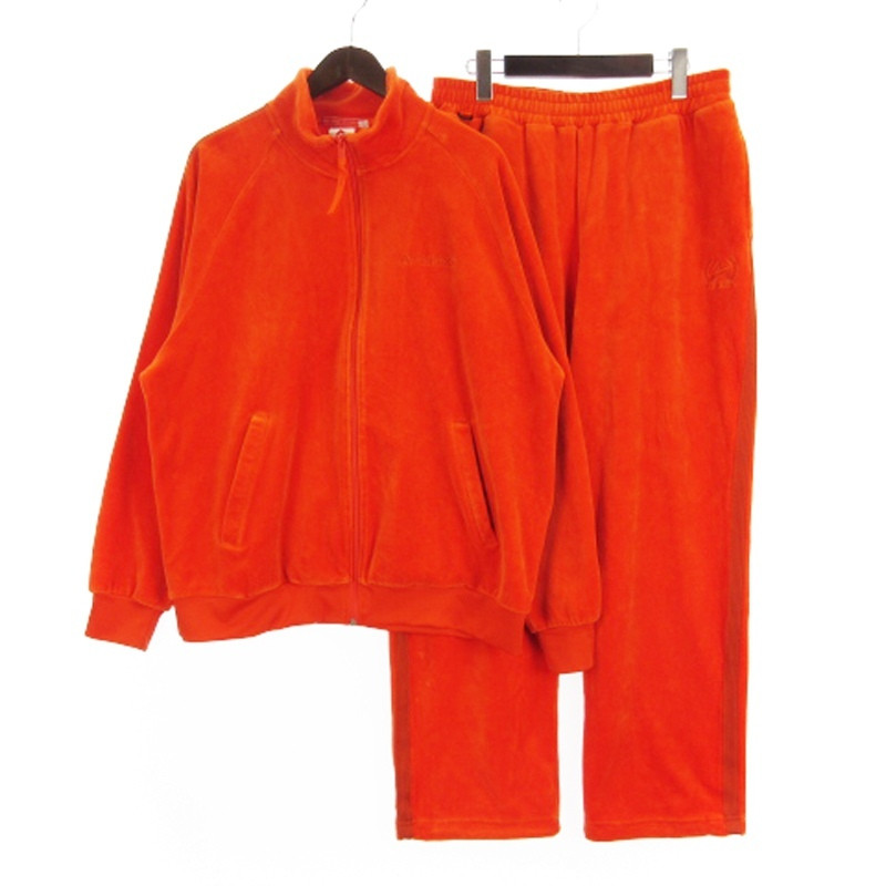 AVIREX Set Up Track Jacket Pants Jersey Velour Orange Size XL From 