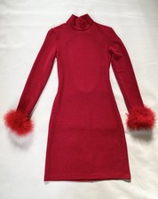 Fredericks of Hollywood Sparkle Backless Dress VTG Y2K Red Cocktail Party Small