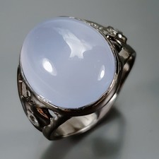 Handmade 12 ct Natural Chalcedony Ring 925 Sterling Silver Size 8 /R443170