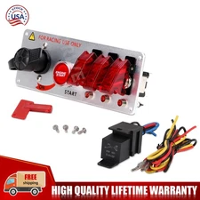 5-in-1 Ignition Switch Panel Engine Start Push Button LED 12V Toggle Racing Car