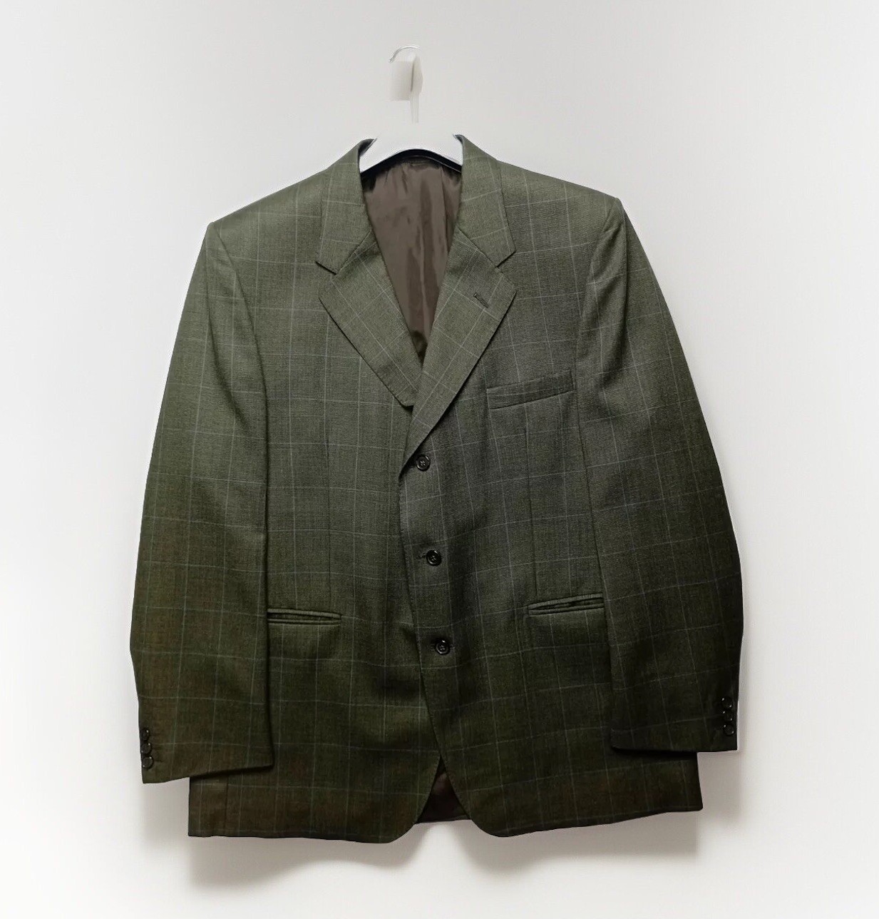 FILA GIEVES HAWKES TWEED GIACCA BLAZER UK 46 48 LANA CHECK VERDE SAVILE ROW LONDRA