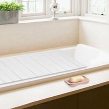 160 80cm Bath Cover Foldable White wood grain Rectangular Bath Lid for Bathroom