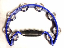 LAUREL BLUE HALF MOON SHAPED HEADLESS TAMBOURINE w/METAL JINGLES