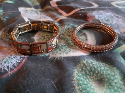 Vintage Armband und Armreif goldfarben, bernsteinfarben