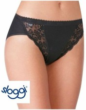 SLOGGI mutandina sgambata in cotone con pizzo CHIC TAI confezione 1 slip NERO