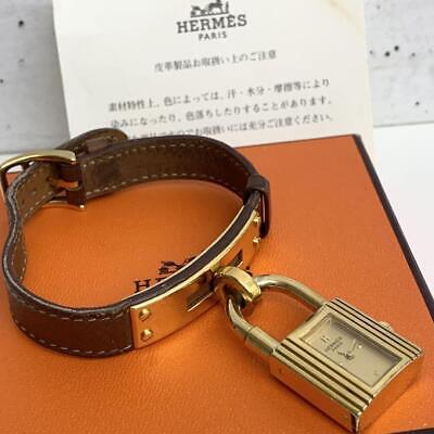 HERMES Kelly Watch Square Quartz Gold Dial Belt SS Ladies HERMES Kelly Watch Square Quartz Gold Dial Belt SS Ladies