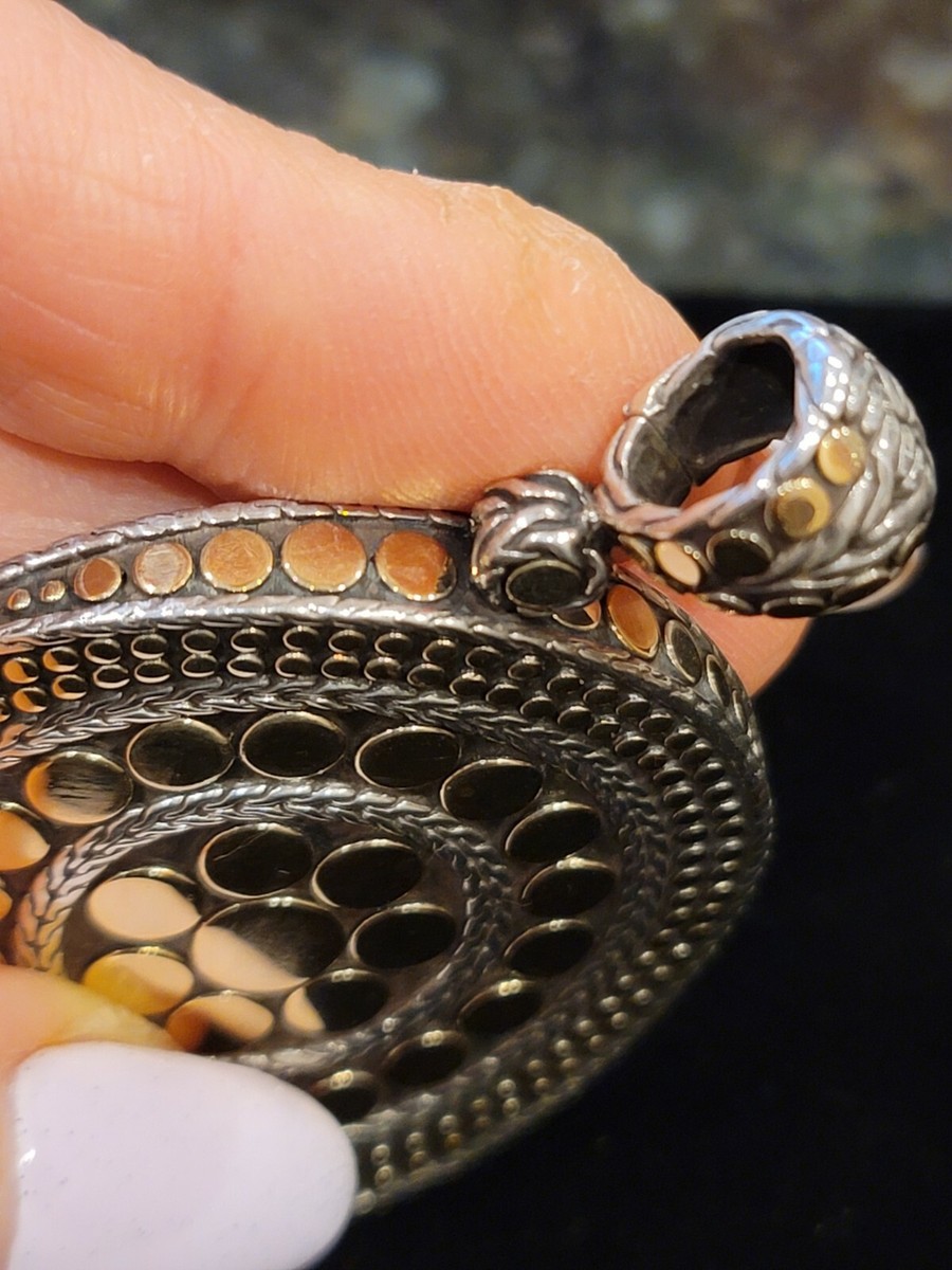 JOHN HARDY Large Dot Nuansa Silver 18K Gold Round Pendant HUGE 42g