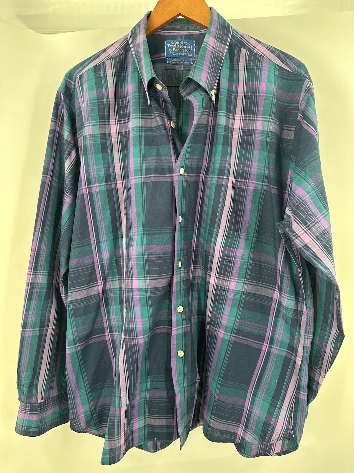 Vintage Pendleton Shirt Men XL Plaid Long Sleeve Outdoor Country Traditional Q6