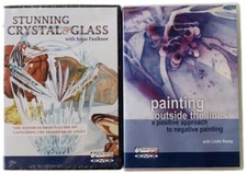 Stunning Crystal  Glass Watercolor  Painting Outside The Lines Lot Of 2 DVDs