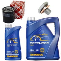 MotoröL Filter Set Mannol 10W-40 6 Liter + Schraube FüR Peugeot Expert 2.0 Hdi