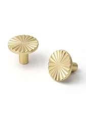 5 Pack Brushed Gold Cabinet Knobs Brass Flat Drawer Pulls Kitchen Cupboard Ba...