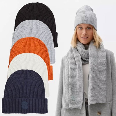 S.Oliver Junior Mädchen Strickmütze - Rippstruktur Mit Allover-Print - Coole Kindermütze