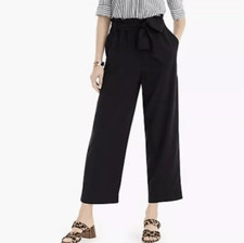 J .Crew Point Sur Cropped Wide Leg Palazzo Pants Elastic Tie Waist Navy 6P New