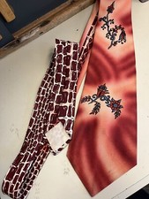 Vintage Hand Painted Tie Wembley 40s 50s Swing Style Rockabilly Floral Flower