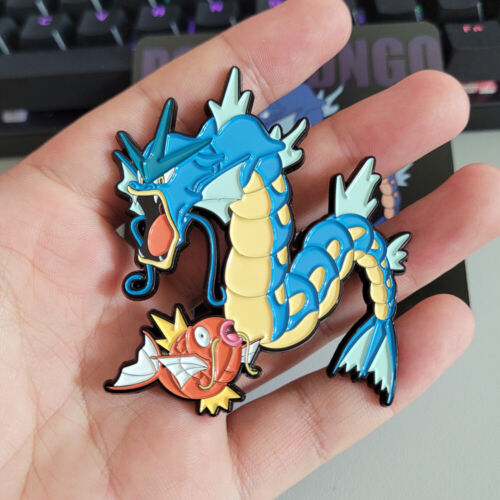 Pokémon / Magikarp & Gyarados large size Anime Metal Enamel Badge Pin brooch  - Picture 1 of 6